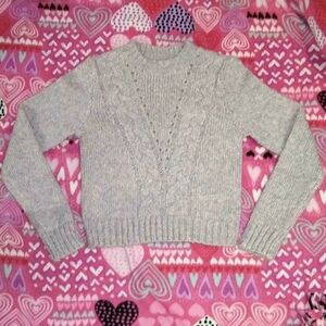 Pastel Lavender, Pink, And Blue Woven Cable Knit Women's Sweater